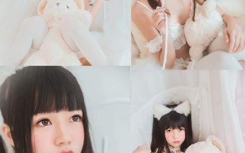 桜桃喵白猫及白衬衫双马尾散发精品摄影作品赏析