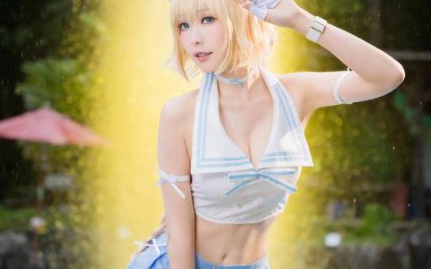 coser@ElyEE子带来的清爽Jeanne d'Arc cosplay,贞德的美丽与夏天融为一体!