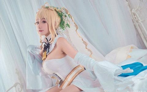 《Fate/Grand Order》尼禄cosplay,穆零Mu0演绎红saber的美艳新娘形象