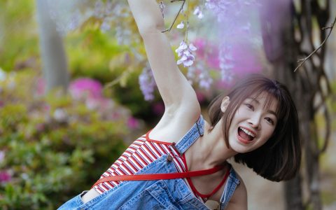 紫藤花开,日系甜妹 日系 清纯 可爱 妹子 花 写真&YiTuYu艺图语