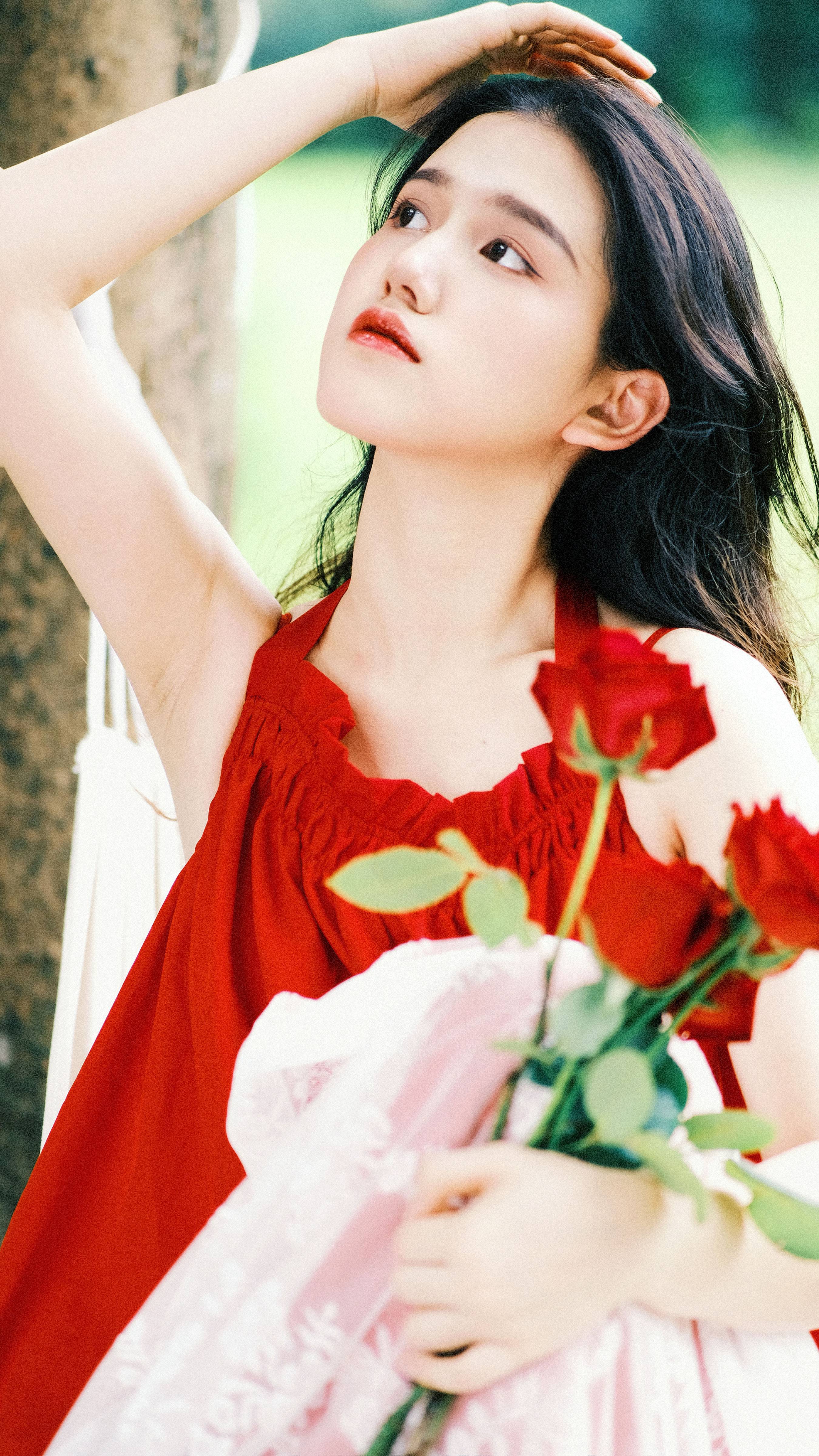 红玫瑰 治愈系 小清新 优美 日系 胶片 女郎 花&YiTuYu艺图语-5