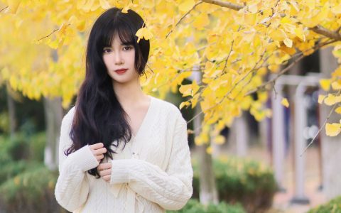 怀秋 唯美 优雅 女神 银杏树 秋天&YiTuYu艺图语