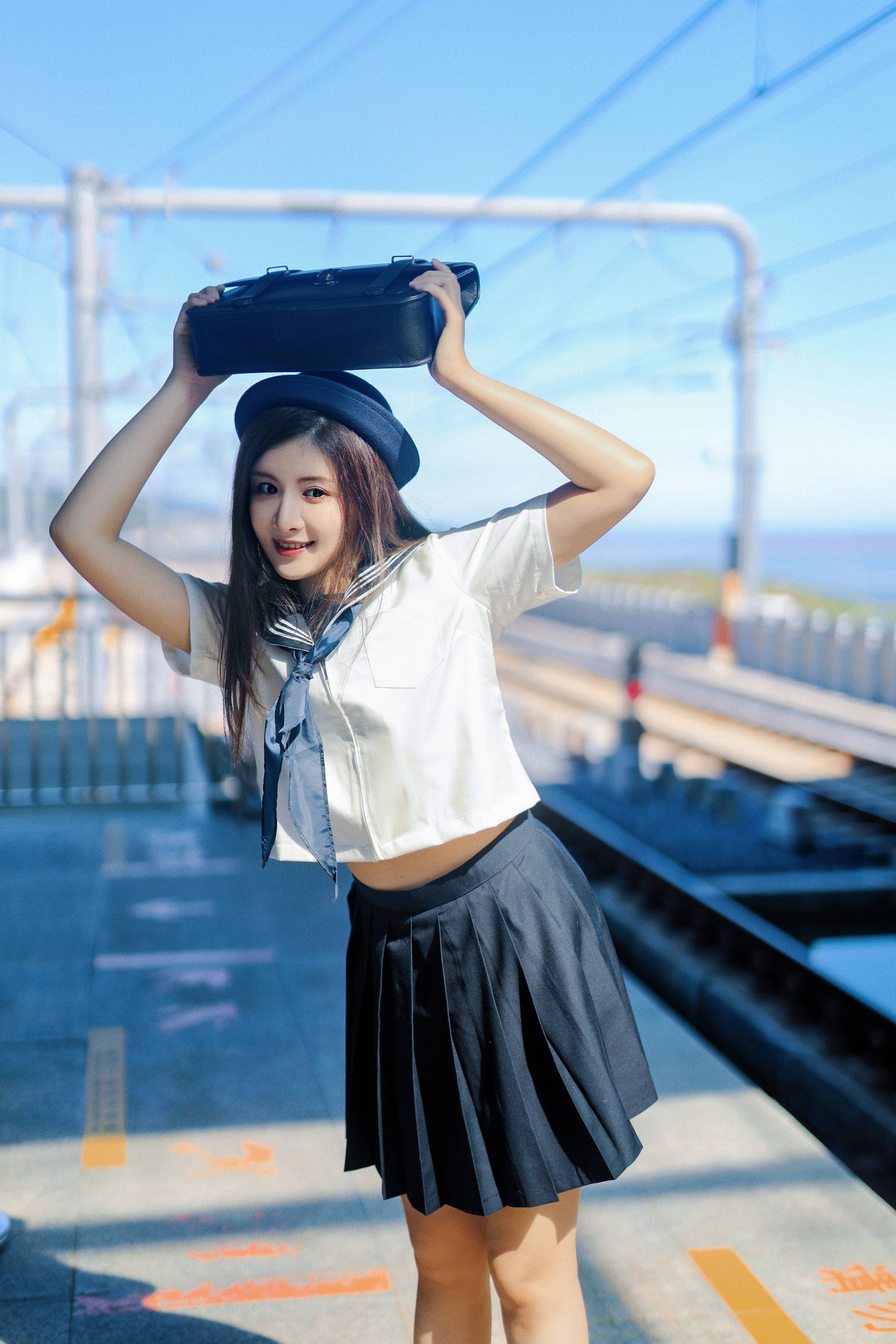 沿海站台 街拍 治愈系 美好 文艺 青春 日系 少女&YiTuYu艺图语-4