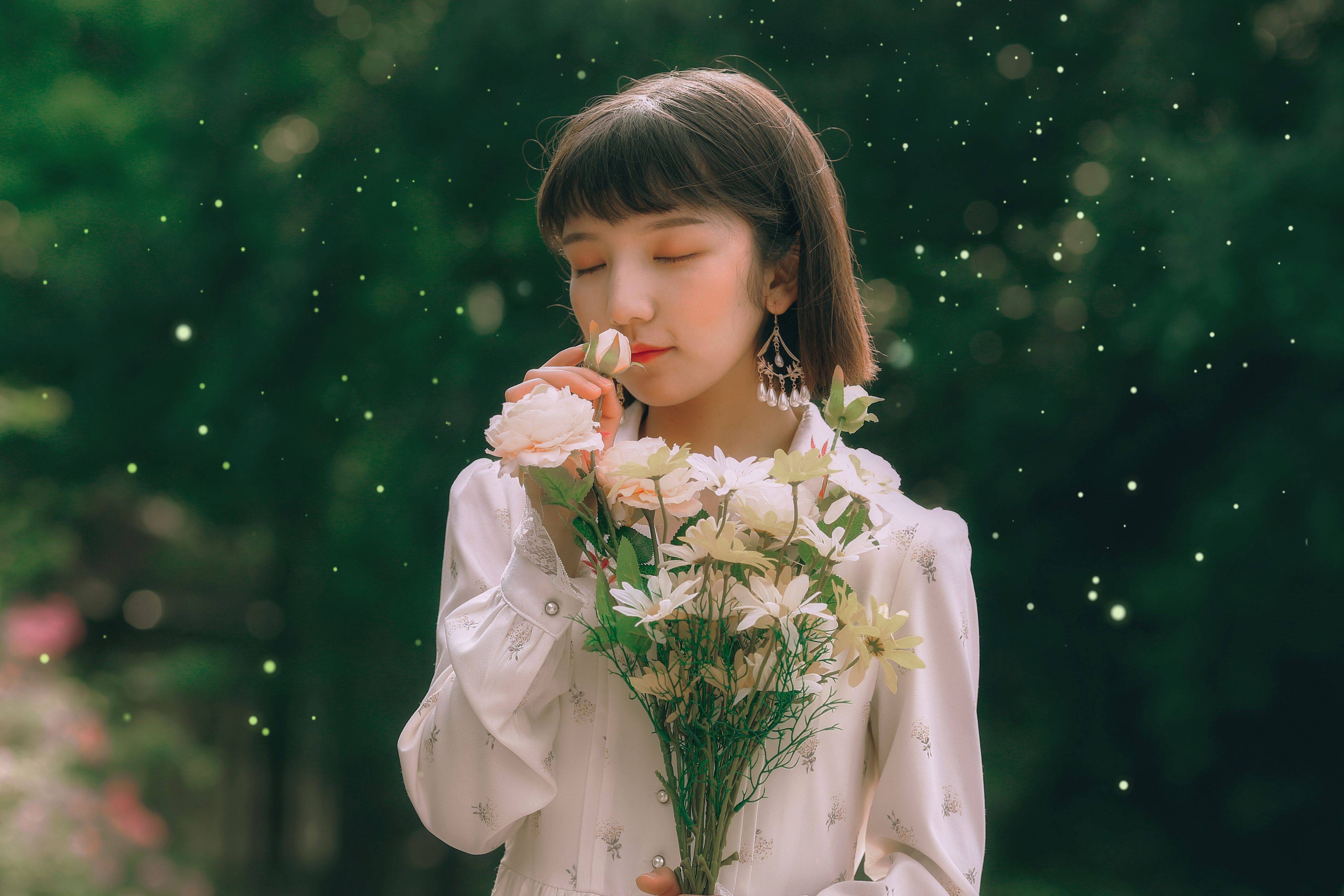 少女的裙摆 唯美 小清新 漂亮 优美 养眼 绿色 少女&YiTuYu艺图语-4