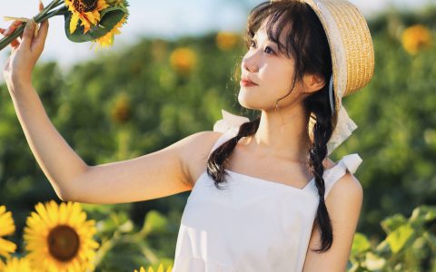 向阳之花 唯美 小清新 漂亮 女神 向日葵 少女&YiTuYu艺图语