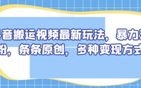 无脑操作的抖音搬运视频项目，爆款素材，快速涨粉