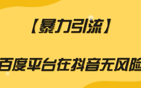 抖音无风险引流揭秘，利用百度平台实现暴力引流，助你获得惊人的流量