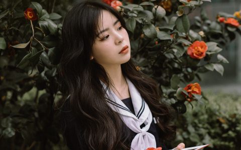 茶花树下的少女 JK 少女 花 文艺 清纯 唯美&YiTuYu艺图语