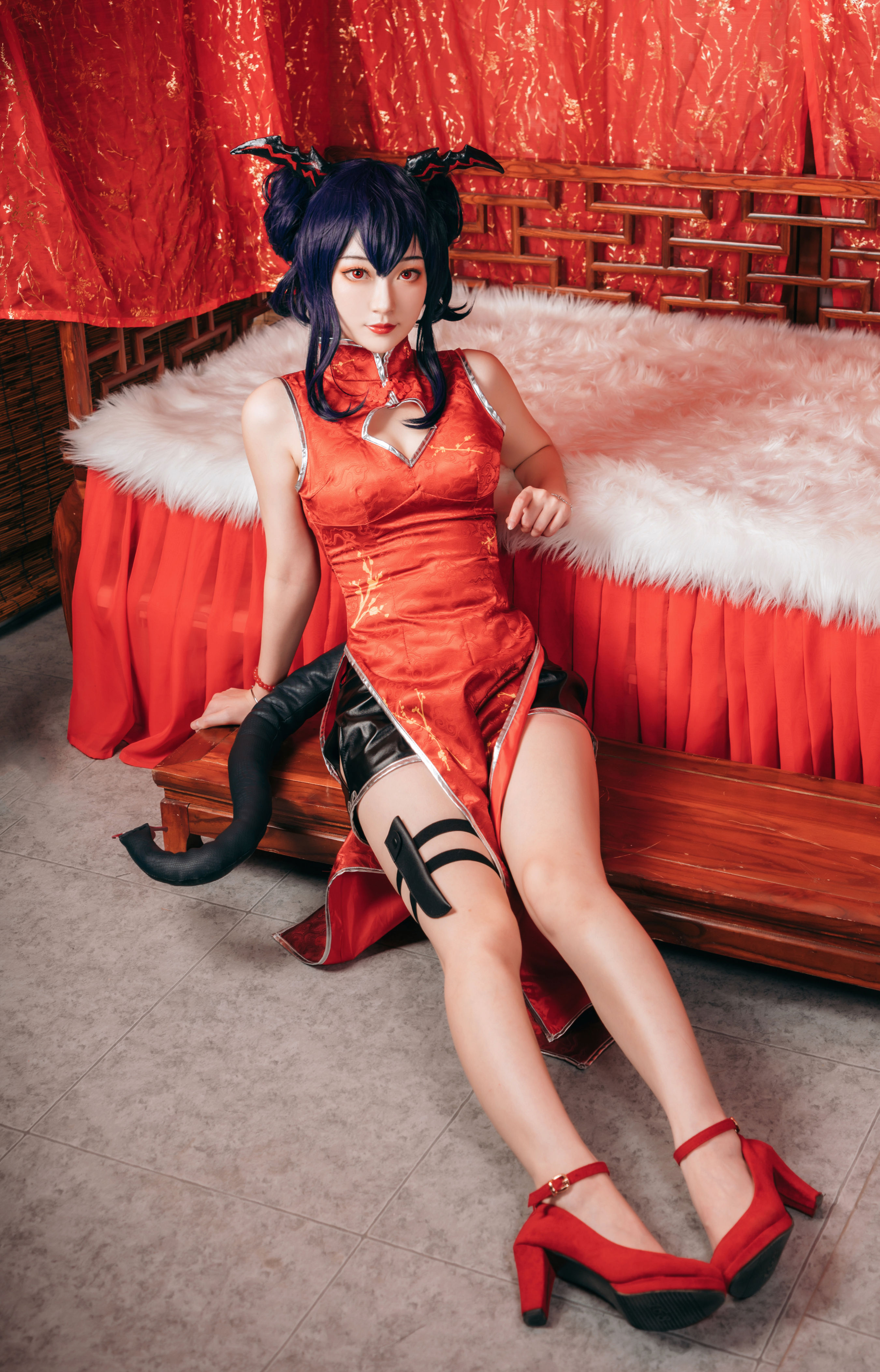 陈sir旗袍 旗袍 二次元 Cosplay 妹子 红色