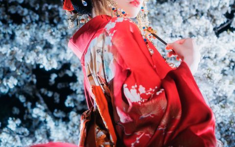 夜樱花魁 和服 樱花 花魁 少女 美图&YiTuYu艺图语